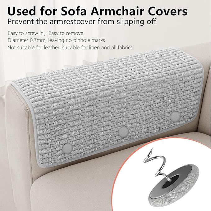 12 Colors Fabric Covered Button Twist Pins Dust Ruffle Pins- for Sofa，Upholstery，Armchair Caddies, Armrest Covers,Bed Skirts, Slipcovers, Headliners (12, Light Gray)