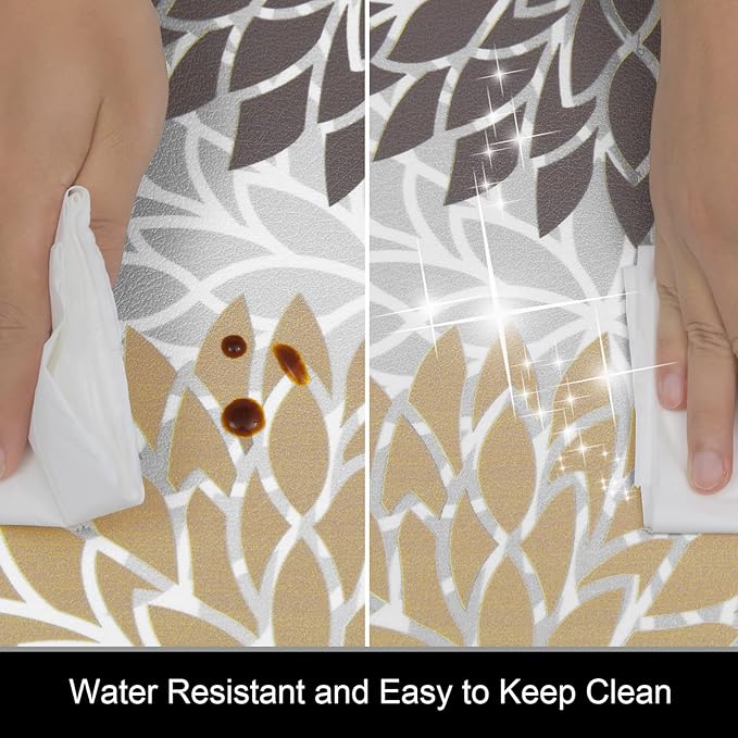 HEBE Anti Fatigue Kitchen Rugs Sets of 2, Non Slip Kitchen Mats for Floor, Waterproof Cushioned Comfort Standing Carpet for Kitchen Sink, Home Office, Laundry Room