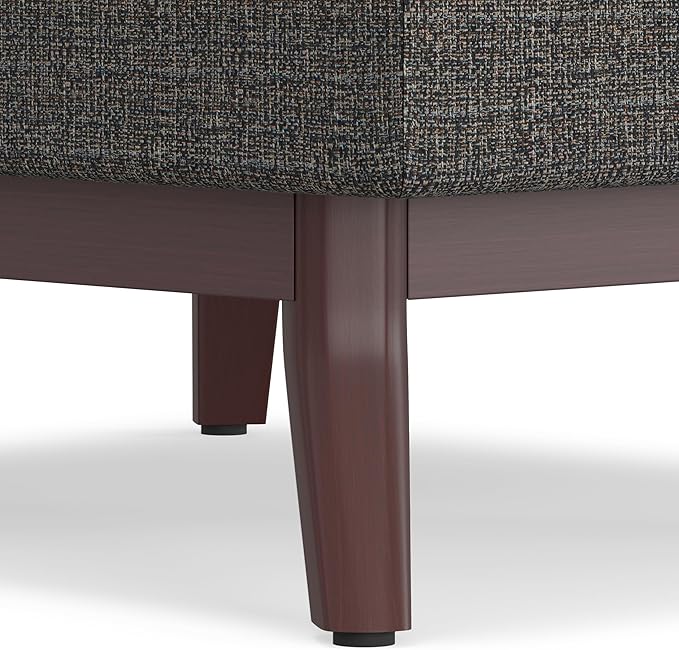 SIMPLIHOME Owen Coffee Table Storage Ottoman - 34" Wide x 19" High Upholstered Tweed Look Fabric Rectangular Lift-Top Ottoman in Ebony, Mid-Century Modern Bench for Living Room with Tapered Legs