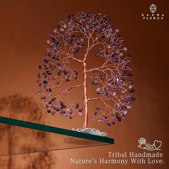 Crystal Tree of Life Birthday Gifts for Women, Men, Frineds, Handmade Amethyst Chakra Tree for Home, Room, Office Decor, Bring Money, Positivity, Reiki Healing, Good Luck, Gifts for Mom & Dad