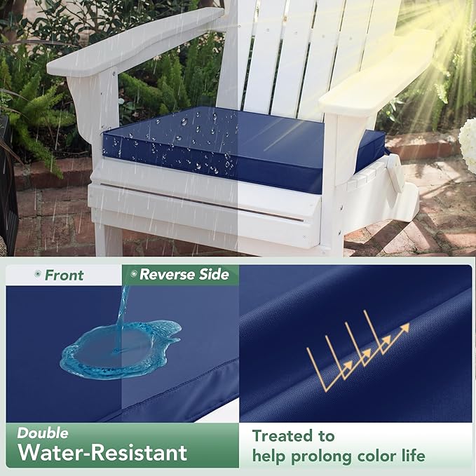 Summsun Outdoor Chair Cushions Set of 4: Waterproof & Color Fastness Seat Cushion for Patio Furniture - 22 x 22 x 3 Inch Chair Pads with Ties and Hidden Zipper - Patio Chair Cushion Replacement, Navy