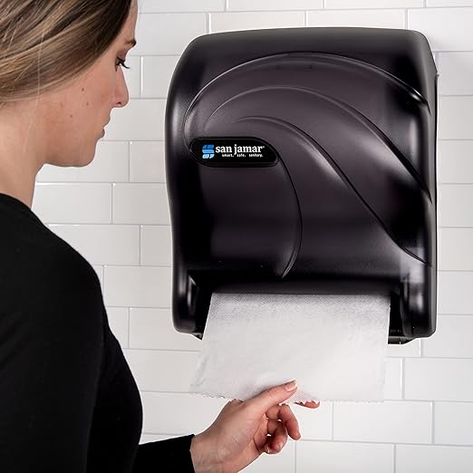 San Jamar Tear-N-Dry Essence Paper Towel Dispenser Automatic Dispenser for Bathroom, Kitchens, and Restaurants, Plastic, 10 x 14.75 x 12.25 Inches, Black