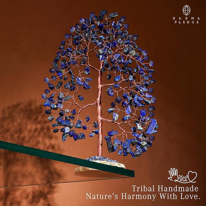 Crystal Tree of Life Birthday Gifts for Women, Men, Frineds, Handmade Lapis Lazuli Chakra Healing Tree for Home, Room, Office Decor, Bring Money, Positivity, Good Luck, Gifts for Mom & Dad