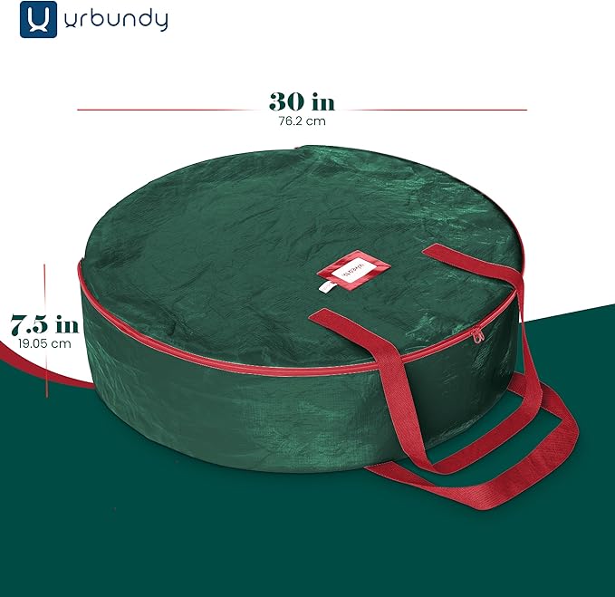 Heavy Duty Wreath Storage Bag 30 Inch, 1-Pack - Christmas Wreath Storage Container Green - Waterproof Plastic Material Wreaths Holder Storages - Holds 30 Inch Wreaths For Year Round