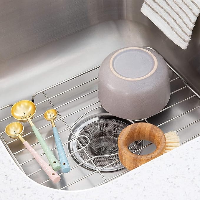 Better Houseware Sink Protectors for Kitchen Sink, Rust-Resistant Scratch-Preventing Stainless Steel Sink Protector Grid, Non-Slip Kitchen Sink Rack for Washing, 12 x 10.25 x 1 Inch (2 Pack)