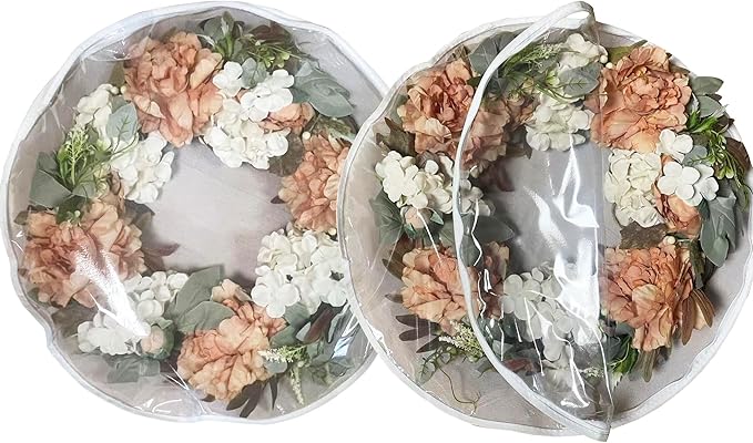 Wreath Storage Container 24 inch 3 Packs with Clear Window, Large Wreath Storage Container,Lightweight Portable Container for Christmas Decorative Wreath Bag (3)