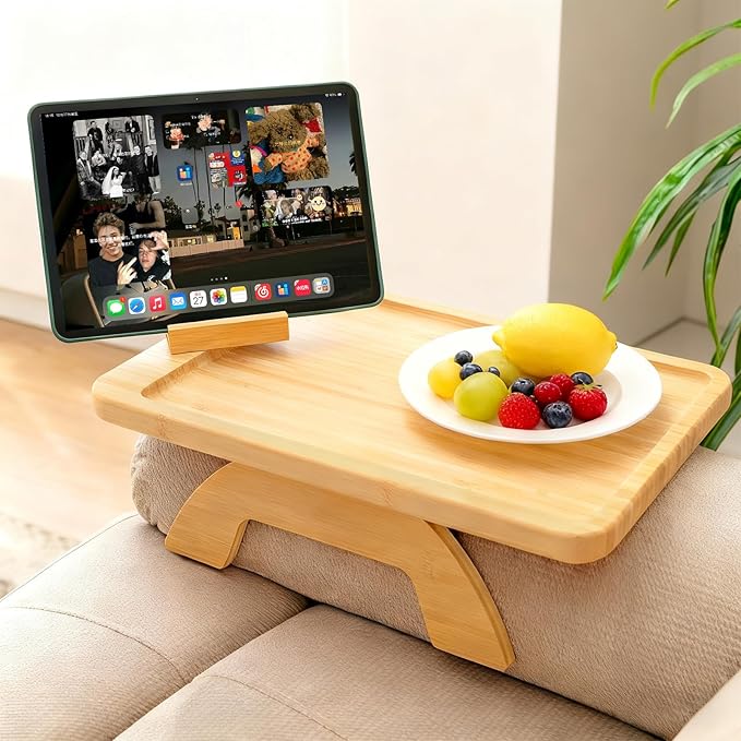 Couch Trays & Sofa Armrest Table - Multi-Functional Arm Trayes for Couch, Perfect Clip Sofa Tray Table for Snacks & Drinks