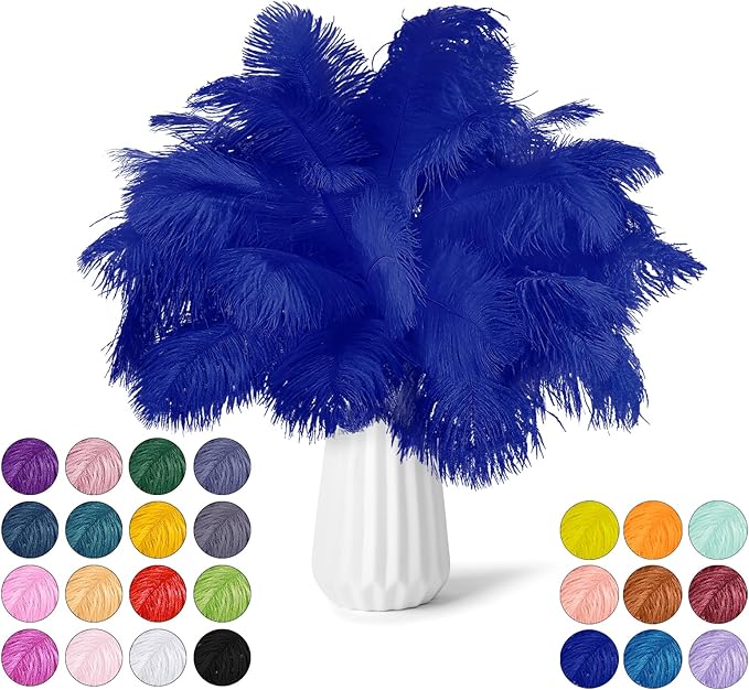 30pcs Royal Blue Ostrich Feathers Natural Bulk 11-14inch(28-35cm) Vase Craft Wedding Home Party Centerpieces Christmas Day Decoration