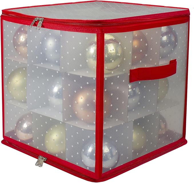 12" Transparent Zip Up Christmas Storage Box- Holds 27 Ornaments