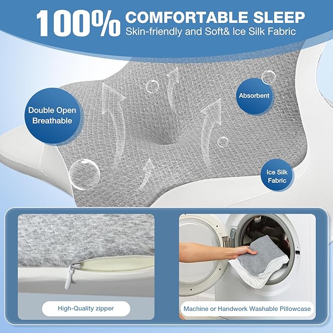 Ciavca Reading Pillow for Bed Adult Rest, Ergonomic Memory Foam Bed Reading Pillow Back Support, Headboard Wedge Pillows for Sitting Up, Chin & Prone Pillows for Watching TV/Couch/Sleeping/Floor