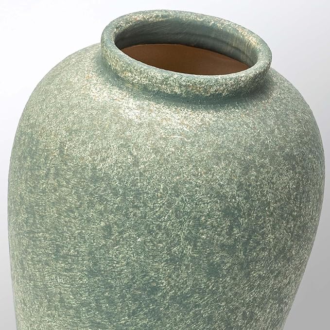Ceramic Flower Vase Home Decor - 9.2 inch Large Farmhouse Table Vases, Rustic Decorative Vases for Kitchen Living Room Coffee Dining Shelf Mantel Decoration