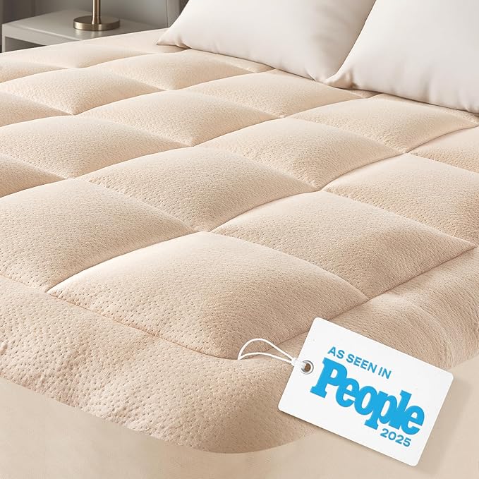 Niagara Ultra Soft Twin Size Mattress Topper - Viscose Made from Bamboo Pillow Top Mattress Pad for Back Pain Relief - Naturally Cooling for Hot Sleepers, fits 6-18" Mattress, 600GSM, Beige