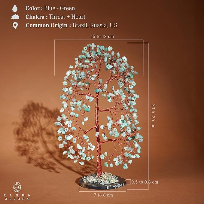 Crystal Tree of Life Birthday Gifts for Women, Men, Frineds, Handmade Amazonite Chakra Tree for Home, Room, Office Decor, Bring Money, Positivity, Reiki Healing, Good Luck, Gifts for Mom & Dad