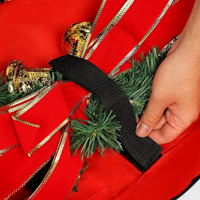 HOMEST Christmas Wreath Storage Container, Wreath Bag, Durable Material, Zipper, Extra Securing Straps, Reinforced Handles, Dust, Pest Protection, 24" Premium Wreath Storage Organizer Box