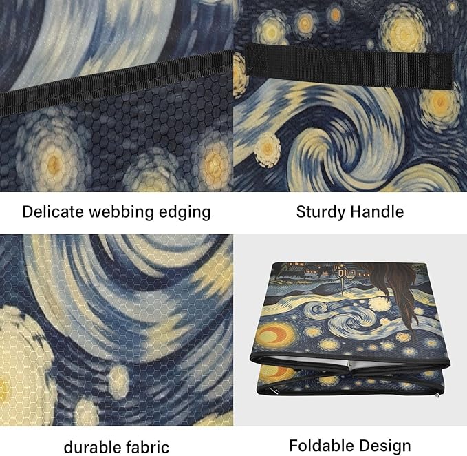 Kigai Van Gogh's Starry Sky Christmas Ornament Storage Box with Zipper & Adjustable Dividers Holiday Ornament Organizer Xmas Storage Container, 64 Balls