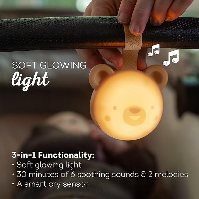 Taf Toys Portable Sound Machine for Baby Sleep Soft Light & Cry Sensor - 30 Mins Melodies - Ideal for Cribs, Strollers, Travel White Noise Machine Sleep Soother Soothing Sounds, Shush Rechargeable