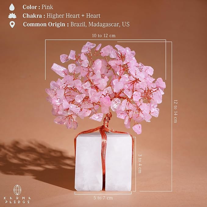 Rose Quartz Crystal Tree of Life Unique Birthday Gifts for Women, Mom, Sister, Friends. Handcrafted Chakra Healing Crystal and Stones for Positivity, Money, Luck, Aesthetic Home and Office Decor