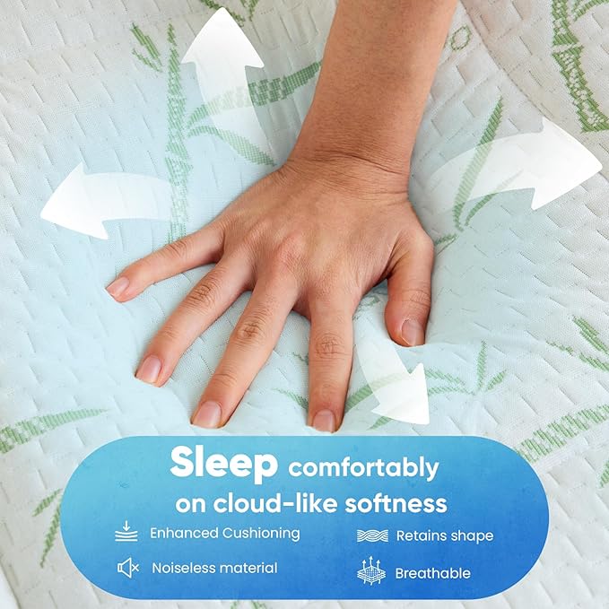 DUMOS Dual Layer 4 Inch Mattress Topper Queen, Memory Foam Mattress Topper - 2 Inch Gel Memory Foam and 2 Inch Pillow Top Mattress Pad Cover for Back Pain, Thick Soft Topper with 8-16 Inch Deep Pocket
