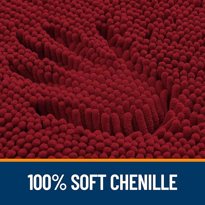 OLANLY Large Bathroom Rugs 59x35, Extra Soft Absorbent Chenille Bath Rugs, Rubber Backing Quick Dry, Machine Washable Bath Mats for Bathroom Floor, Tub and Shower, Home Decor Accessories, Red