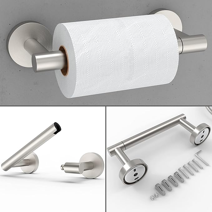 RARXTR 3pc Bathroom Hardware Set with Brushed Toilet Paper Holder & Towel Ring & Towel Bar SUS304 Stainless Steel Toilet Paper Roll Holder Wall Mount & Bathroom Towel Holder & Towel Rack Set