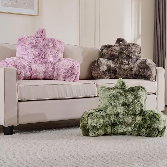 Reading Pillows for Boyfriend Adult,Velvet Back Pillow Bed Wedge Large, Back Rest Support Cushion for Sitting Up in Bed/Couch for Bedrest 18inch-Tie-dye Lavender