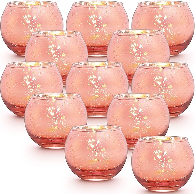 LAMORGIFT 36 Pcs Rose Gold Candle Holders-Rose Gold centerpieces for Birthday Party, Wedding, Bridal Shower, Sweet 16. Mother's Day Brunch Table Decorations