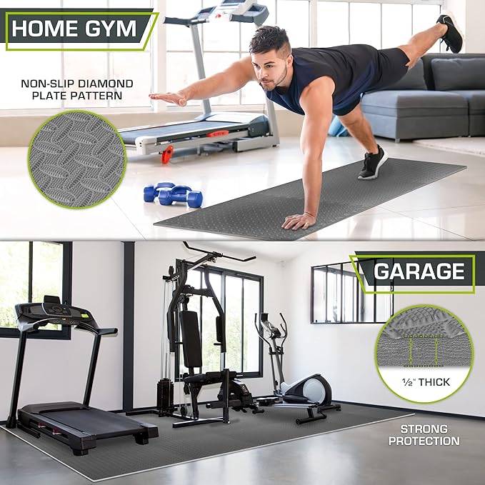 ProsourceFit Puzzle Exercise Mat ½ in, EVA Interlocking Foam Floor Tiles for Home Gym, Water-Resistant Mats Workout Equipment, Floor Padding for Kids, Grey, 24 in x 24 in x ½ in, 144 Sq Ft – 36 Tiles