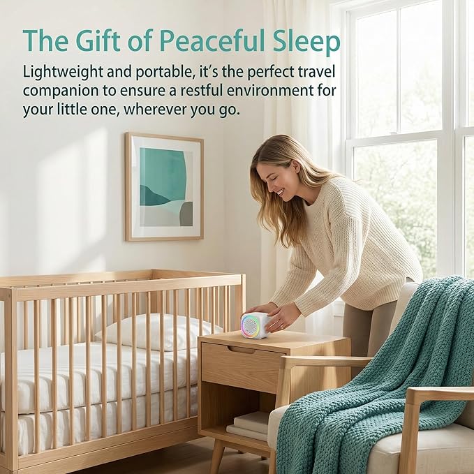 Portable Sound Machine for Baby Sleep, 26 White Noise Sound Machine, 9 Color, Timer & Memory Function White Noise Sound Machine for Baby Adults, Office, Privacy Hotel (Mini)