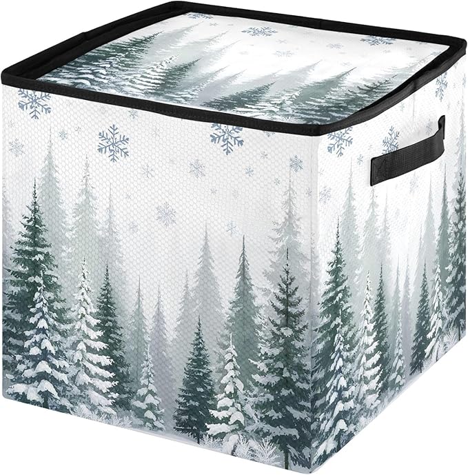 Christmas Tree Ornament Storage Basket Box Winter Xmas Holiday Storage Container Cube with Adjustable Dividers for 64 Holiday Ornaments or Decorations Keeps Clean and Dry for Next Season