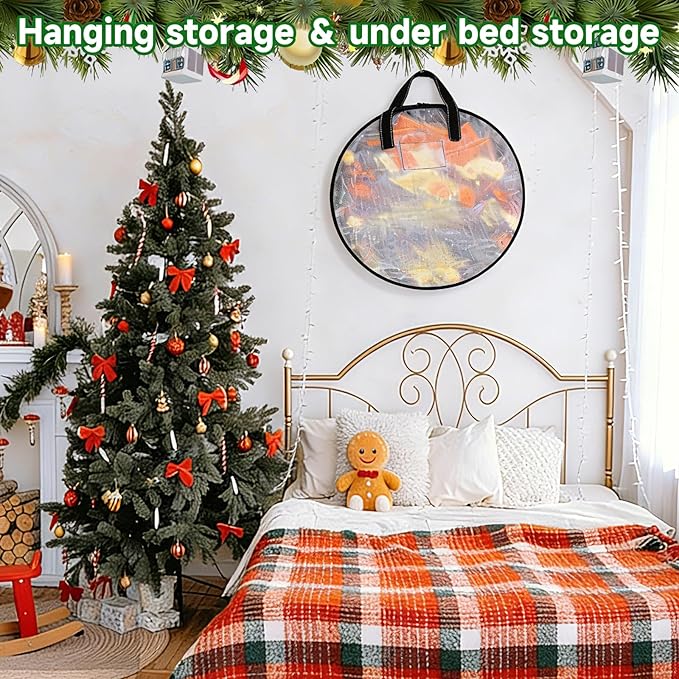 6 Pcs Christmas Wreath Storage Bags 30 inch Dia Round Large Wreath Storage Container, Tear Resistant Wreath Boxes for Storage