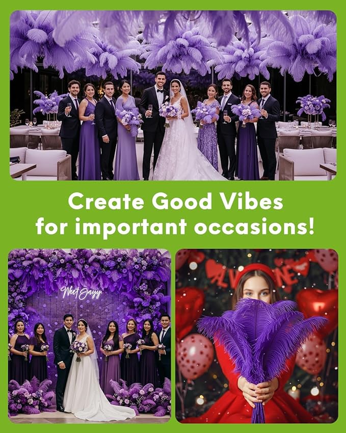 30pcs Purple Ostrich Feathers Natural Bulk 13-16in(33-40cm) Vase Craft Wedding Home Party Centerpieces Christmas Day Decoration