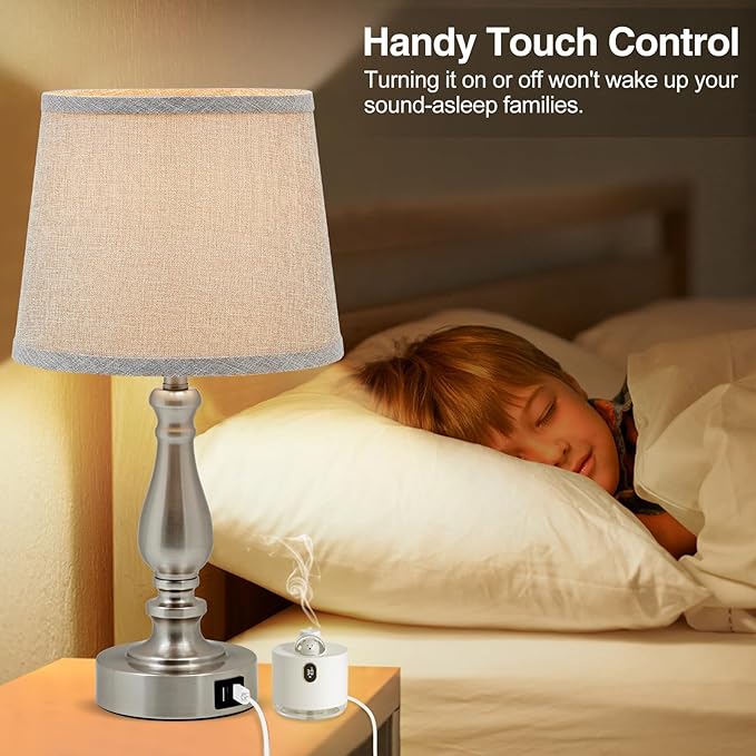 EJIAXIN Table Lamps for Bedroom Set of 2,Dimmable Touch Bedside Lamps with Dual USB A+C Ports - Nightstand Lamp for End Table Modern Night Stand Lamps for Living Room Guest Room