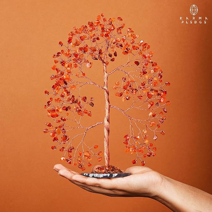 Crystal Tree of Life Birthday Gifts for Women, Men, Frineds, Handmade Carnelian Chakra Tree for Home, Room, Office Decor, Bring Money, Positivity, Reiki Healing, Good Luck, Gifts for Mom & Dad