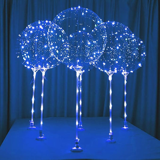 Lightsfever Blue 6pc LED Light up Balloon with sticks, stands and batterys, for tabletop no helium required DIY Kit (blue)
