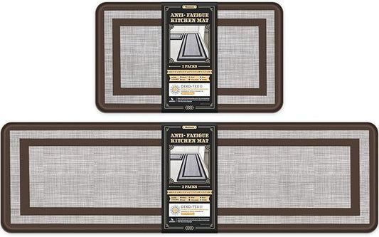 Mattitude Kitchen Mats Set of 2 Cushioned Rugs 0.47 inch Thick Anti-Fatigue Mats for Kitchen Floor,Waterproof Non-Slip Mats and Rugs Set for Office,Floor,Laundry 17.3"×29"+17.3"×59",Chocolate