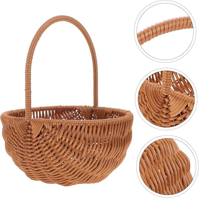 Rectangular Easter Storage Basket Mini Weaving Basket with Handle for Home Decoration Party Use and Candy Storage Charming Easter Ornament