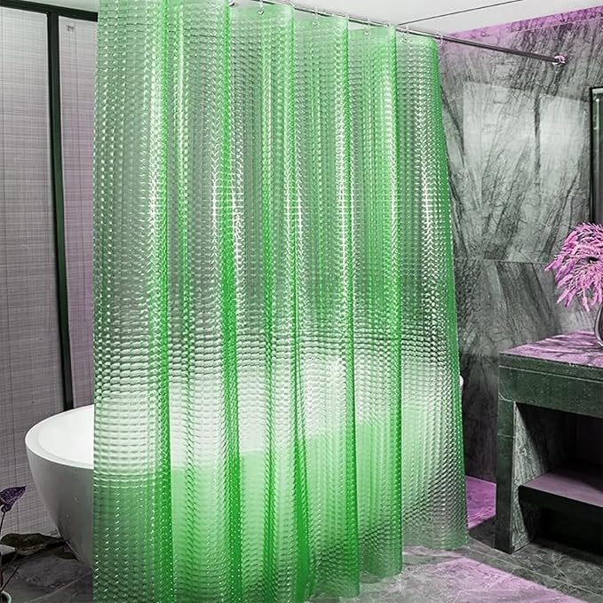 Green Shower Curtain Liner, 100% Waterproof EVA 3D Shower Curtains with 3 Duty Heavy Bottom Magnets and 12 Rust Proof Grommets, 72x72 Weighted Shower Liner for Shower Stall, Bathtubs