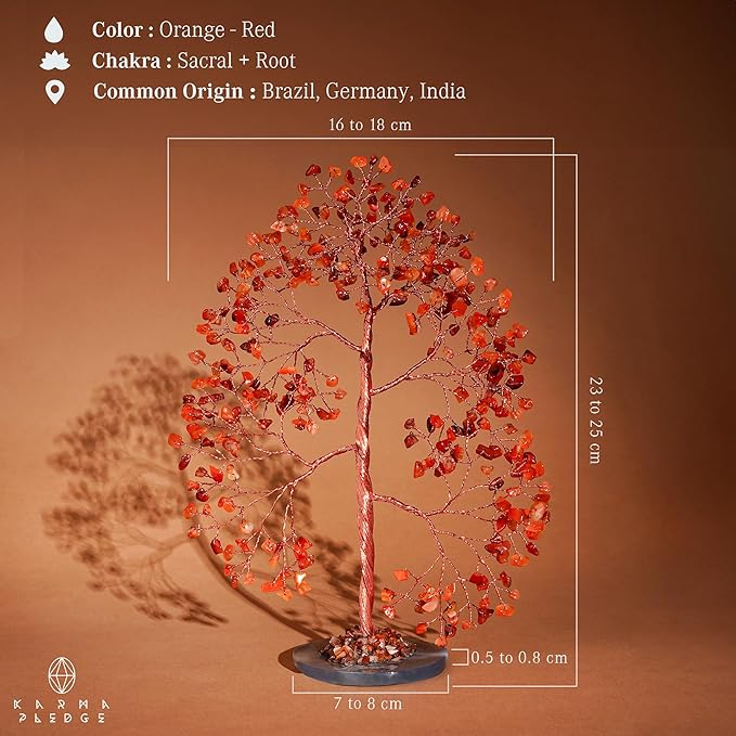 Crystal Tree of Life Birthday Gifts for Women, Men, Frineds, Handmade Carnelian Chakra Tree for Home, Room, Office Decor, Bring Money, Positivity, Reiki Healing, Good Luck, Gifts for Mom & Dad