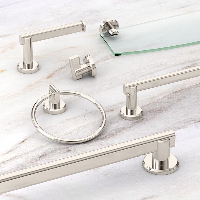 Gatco 5473 Locke Single Post Toilet Paper Holder, Polished Nickel, 6.75