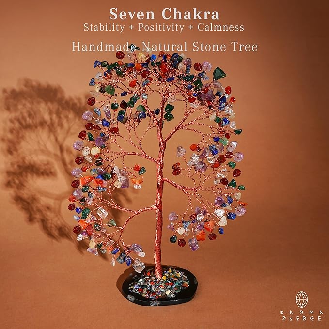 7 Chakra Crystal Tree of Life Birthday Gifts for Women, Men, Frineds, Handmade Reiki Healing Tree for Home, Room, Office Decor, Bring Money, Positivity, Good Luck, Gifts for Mom & Dad