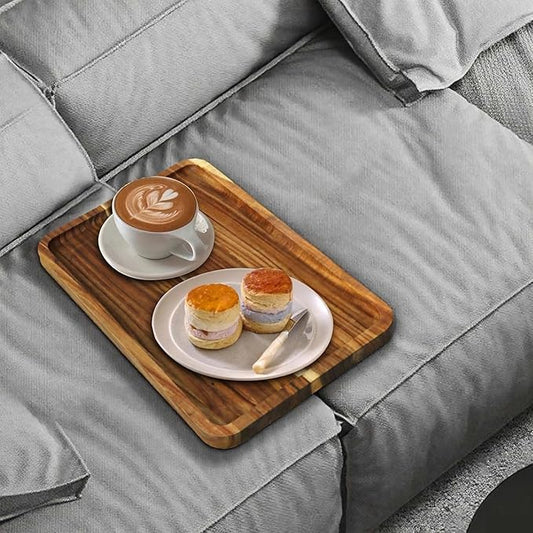 2PCS Sofa Tray, Solid Wood Tray Table Foldable, Couch Desk No Odor for Drinks Snacks Phone Remote Control (Square-Shaped)