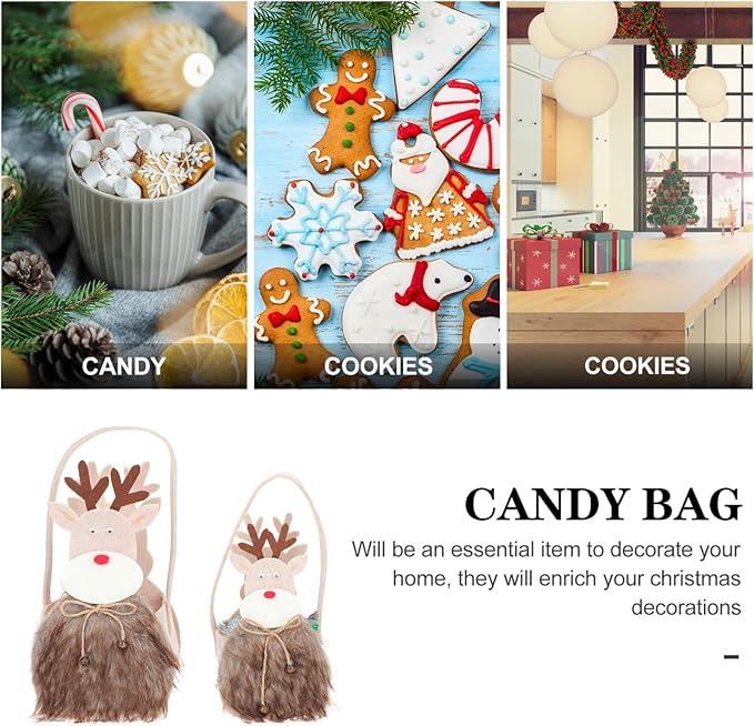 Yardwe 2pcs Christmas Candy Holder Storage Basket Cartoon Design Xmas Treat Bags Portable Decorative Christmas Baskets for Cookies Sweets and Treats for Holiday Festivities