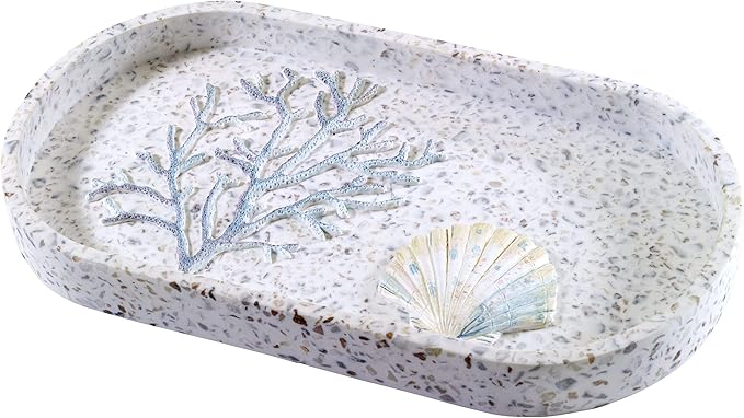Avanti Linens - Vanity Tray, Guest Bathroom Essentials, Sea Inspired Decor (Coastal Terrazo Collection)