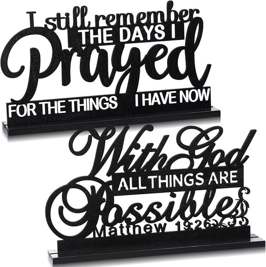 Jetec I Still Remember The Days I Prayed Sign Inspirational Table Blessed Signs Motivational Decor Farmhouse Table Home Centerpieces Faith Wooden Shelf for Living Room Office(Stylish Style)