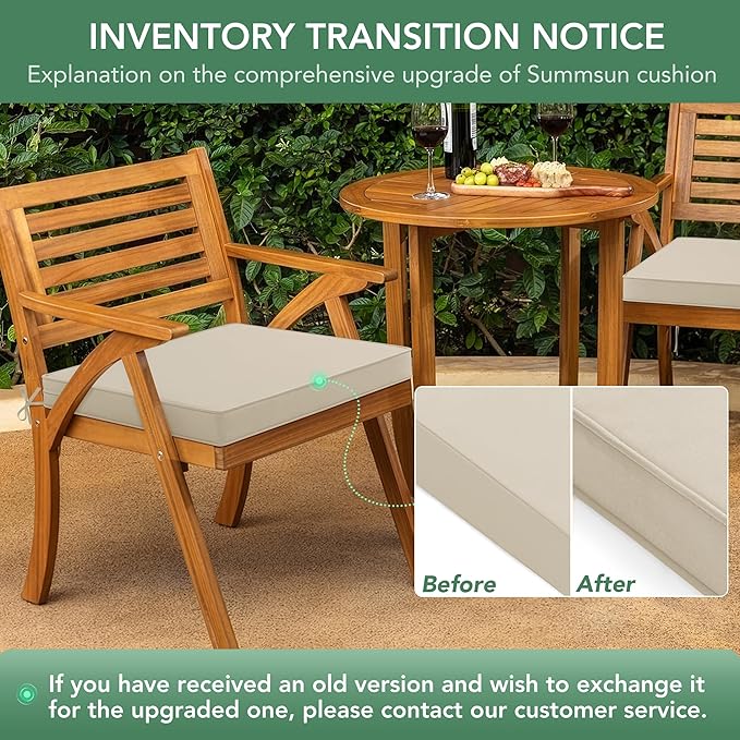 Outdoor Chair Cushions Set of 2: Waterproof & Fade Resistant Seat Cushion for Patio Furniture - 19 x 19 x 2 Inch Chair Pads with Ties and Hidden Zipper - Patio Chair Cushion Replacement, Beige