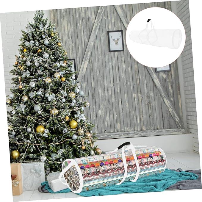 NOLITOY 2pcs Christmas Wrapping Paper Storage Organizer Bag Material for Efficient Holiday Storage Fits under Beds and Closets for Xmas and Decorations
