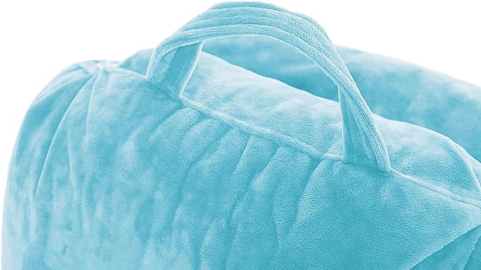 Husband Pillow Medium Reading Pillow with Arms - 23" Backrest for Sitting Up in Bed - Firm Support Bed Rest Pillow for Adults, Neck Roll, Removable Cover - TV, Reading, Lounging - Carolina Blue