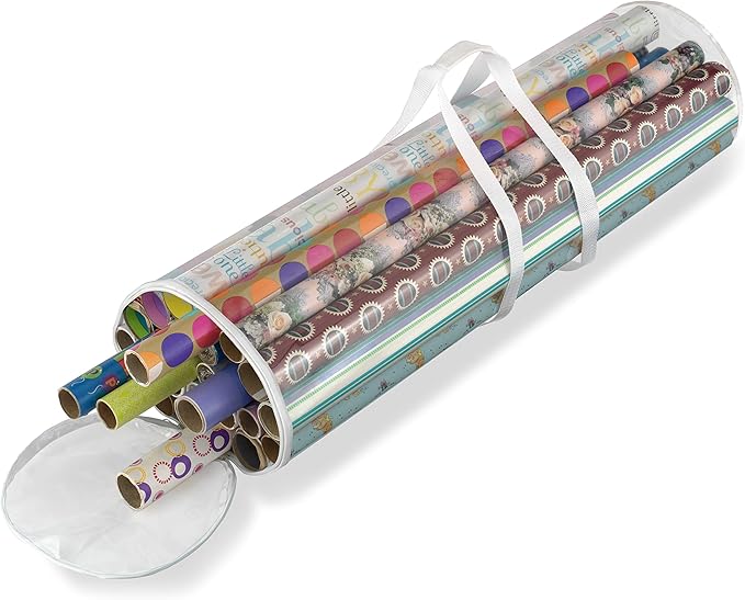 Whitmor 6044-4924 Clear Gift Wrap Organizer - Zippered Storage for 25 Rolls,(Pack of 6)
