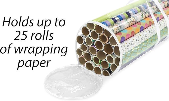 Whitmor 6044-4924 Clear Gift Wrap Organizer - Zippered Storage for 25 Rolls,(Pack of 6)