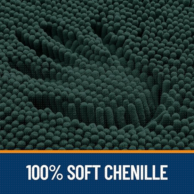 OLANLY Bathroom Rugs 36x24, Extra Soft Absorbent Chenille Bath Rugs, Rubber Backing Quick Dry, Machine Washable Bath Mats for Bathroom Floor, Tub and Shower, Home Decor Accessories, Blackish Green